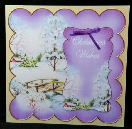 Lilac Snowscene Christmas Wishes 8in Scallop Topper by Suzi Cooper