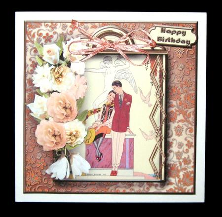 Art Deco Couple with Peach and Cream Flowers by Suzi Cooper