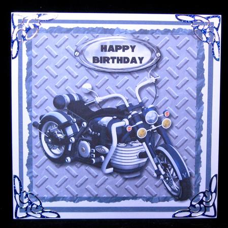 Blue Motorbike Quick Card - Dad, Son Etc by Suzi Cooper