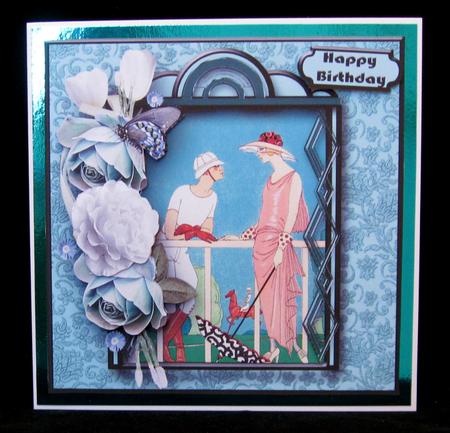 Art Deco Couple with Aqua Flowers by Suzi Cooper