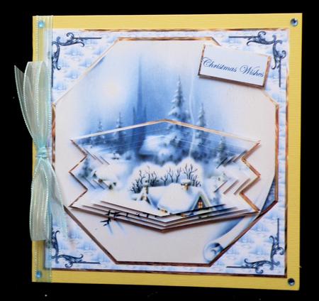 Snow Village Card with Shaped Pyramid and Sentiment Tags by Suzi Cooper