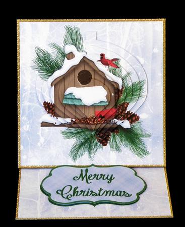 Winter Birdhouse Pyramid Easel by Suzi Cooper