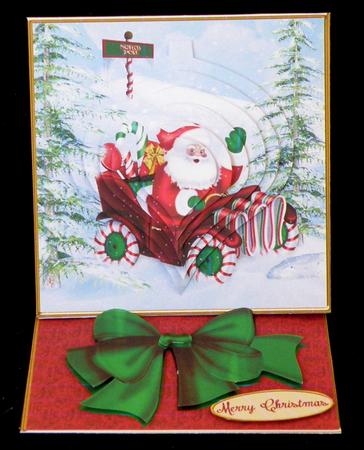 Santas Candy Car Pyramid Easel Christmas Card Santa Card  by Suzi Cooper