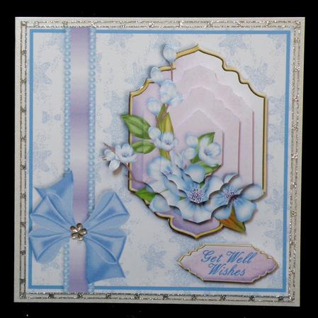 Blue Clematis - 6 Inch Card Front with Stacker Elements by Suzi Cooper