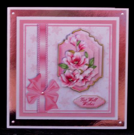 Pink Magnolias - 6 Inch Card Front with Stacker Elements by Suzi Cooper