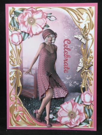 Beautiful Flapper Girl Style in Pink and Gold by Suzi Cooper