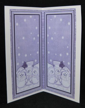 Lilac Snowmen Trio Dl Folded Card Insert by Suzi Cooper