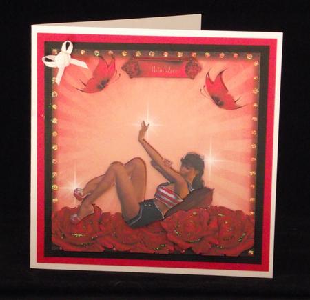 1950's Red Rose Hello Sailor Pin Up Girl by Suzi Cooper