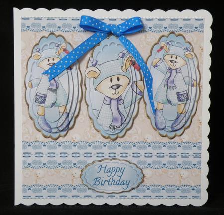 Baby Boy Teddy 3 Panel Pyramid Mini Kit by Suzi Cooper