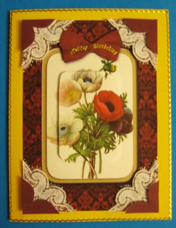 Anemone A5 Decoupage Card Front Topper Step by Step by Suzi Cooper
