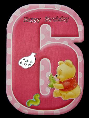 Age 6 Blank Pink Birthday Shape Card by Suzi Cooper