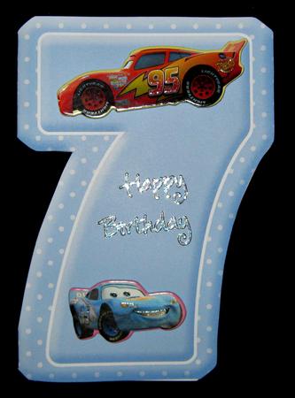Age 7 Blank Blue Birthday Shape Card by Suzi Cooper