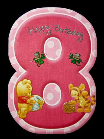 Age 8 Blank Pink Birthday Shape Card by Suzi Cooper