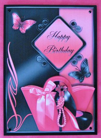 Hot Pink and Black Shoes Card Topper by Suzi Cooper
