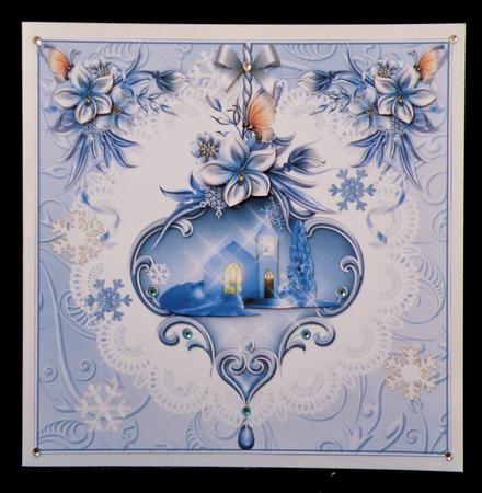 Winter Church in Blue Card Topper by Suzi Cooper