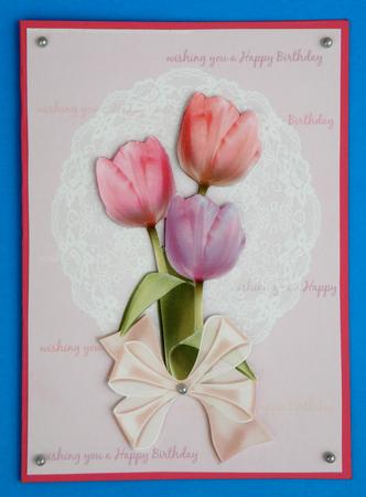 Tulips & Lace A4 Birthday Card by Suzi Cooper