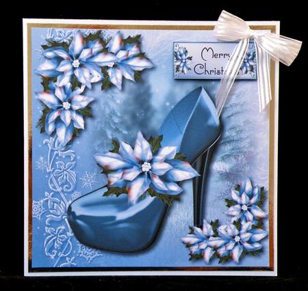 Christmas Diva Shoe & Ice Blue Poinsettias by Suzi Cooper