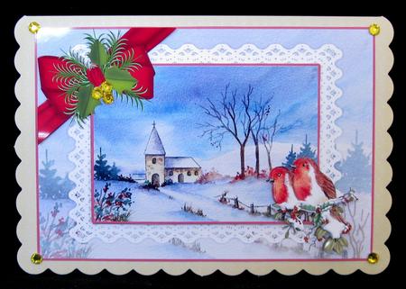 2 Robins by the Church Decoupage Topper by Suzi Cooper