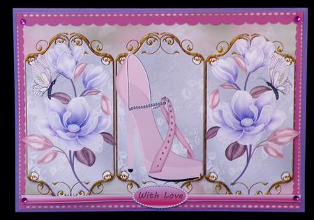 Lovely Triptych Card Fronts in Pink and Lilac by Suzi Cooper