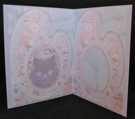 Pretty Black Cat in Floral Vintage Frame Insert by Suzi Cooper