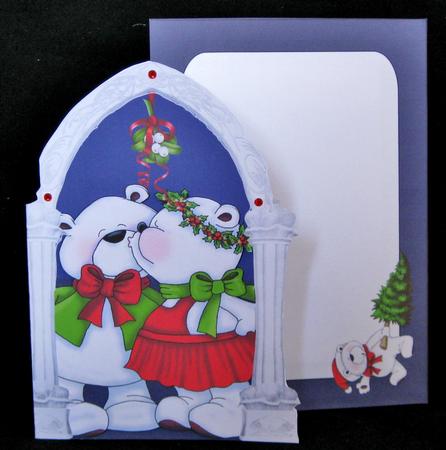 Mistletoe Bears Cut & Fold Kit with Insert & Envelope by Suzi Cooper