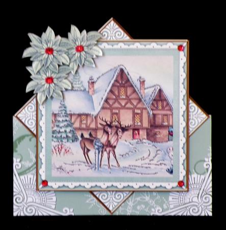 Reindeer Stop Mint Poinsettia Diamond Mini Card Kit by Suzi Cooper