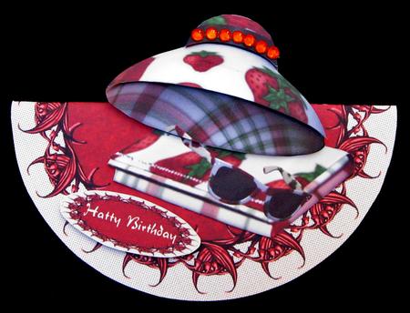 Strawberry Hat Topped Wobble Card Mini Kit by Suzi Cooper