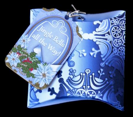 Pastel Blue Poinsettia Jingle Bells Tag Embellishment Sheet by Suzi Cooper