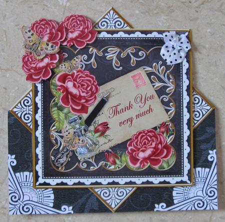 Dpink & Black Rose Thank You Diamond Card Mini Kit by Suzi Cooper