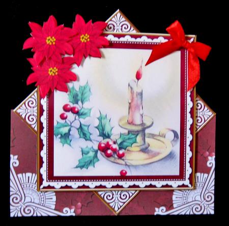 Single Candle Red Poinsettia Diamond Mini Card Kit by Suzi Cooper