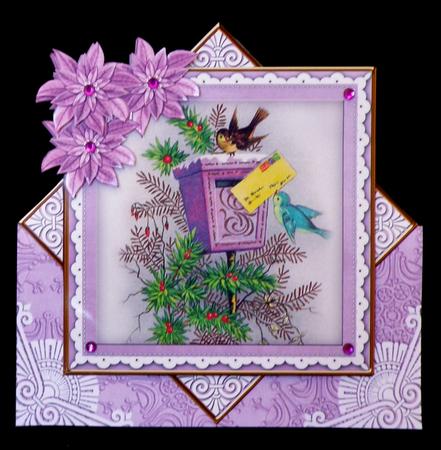 Postbox Lilac Poinsettia Diamond Mini Card Kit by Suzi Cooper