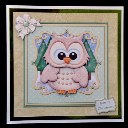 Ho Ho Hoot Christmas Brown Owl Card Topper & Decoupage by Suzi Cooper
