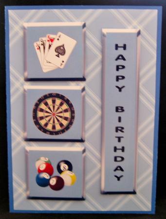Pub Games Decoupage Card by Suzi Cooper
