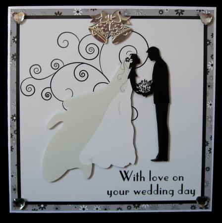 Silhouette Bride and Groom 8x8 Square Card Front by Suzi Cooper