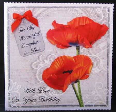 Poppy Duo on Grey Daughter-in-law Birthday 8x8 Inch by Suzi Cooper