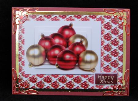 Xmas Baubles Card Front by Suzi Cooper