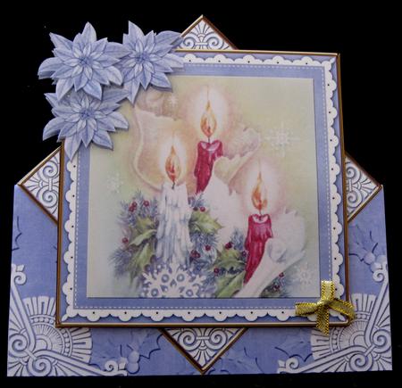 Candle Trio Blue Poinsettia Diamond Mini Card Kit by Suzi Cooper
