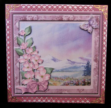 8 x 8 Alpine Meadow with Floral Frame and Butterflies by Suzi Cooper