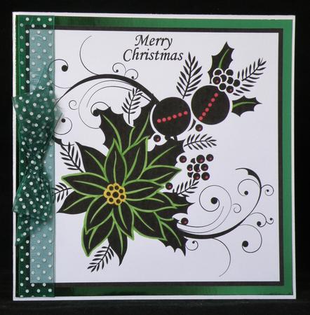 Poinsettia Flourish 8x8 Black and White Square Topper by Suzi Cooper