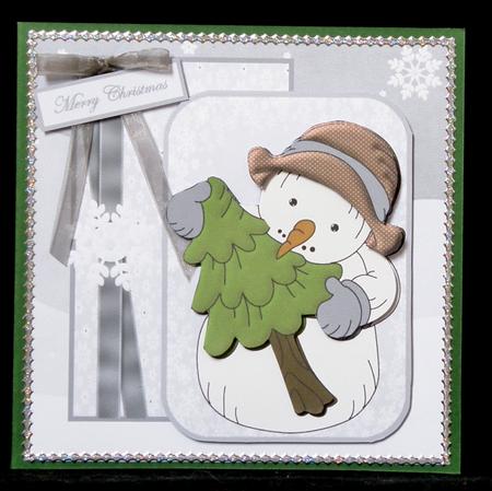 Snowman Has a Christmas Tree Card with a Topper by Suzi Cooper