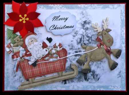 Santa & His Sledge on Snow Scene by Suzi Cooper