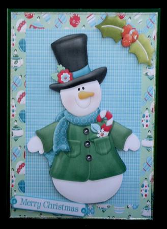 Large Snowman with Dark Green Coat by Suzi Cooper