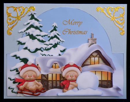 Arch Card Christmas Village Snowbears by Suzi Cooper