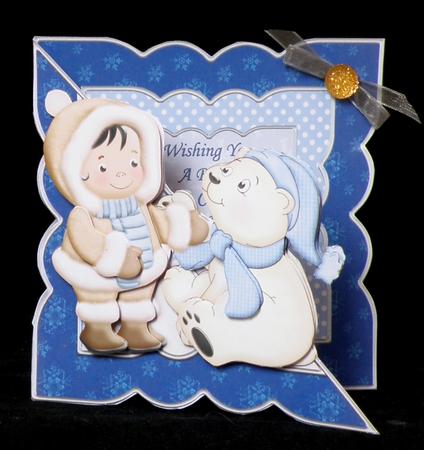 Eskimo & Polar Bear All in One Over the Edge Christmas Card by Suzi Cooper