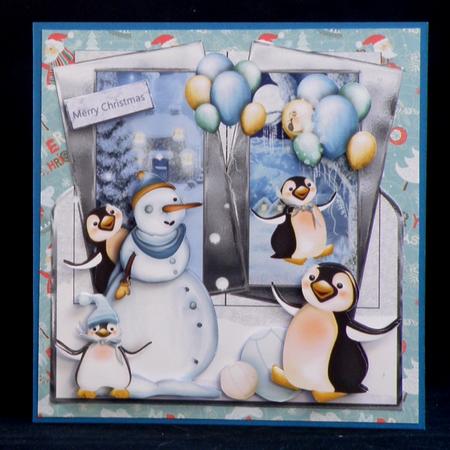 Penguin Party Over the Edge Card and Decoupage by Suzi Cooper