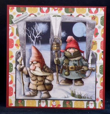 Frosty Gnomes on a Journey Over the Edge Card by Suzi Cooper