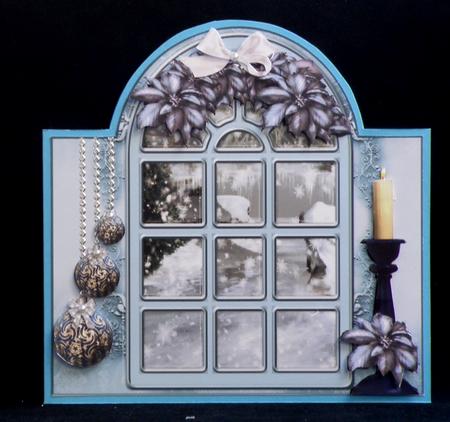 Blue Christmas Shaped Window Topper by Suzi Cooper