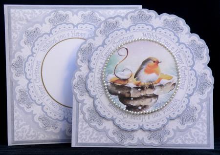 Blue Robin Happy Christmas Picture Doily C & E Kit by Suzi Cooper