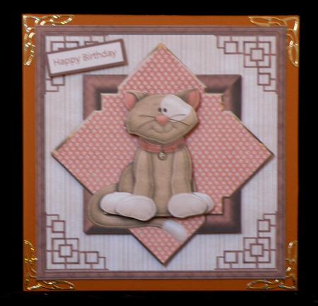 Bean the Cat Card with a Topper and Decoupage by Suzi Cooper