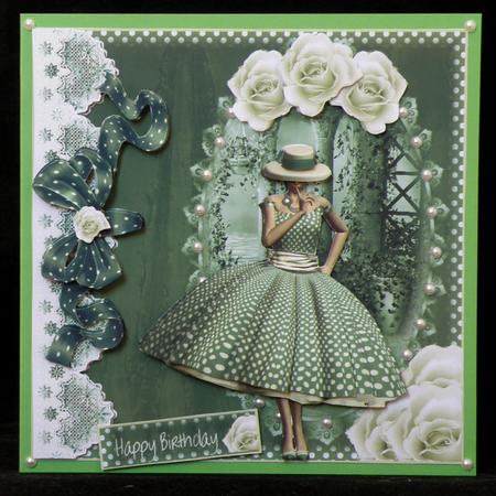 Grace in a Gorgeous Polka Dot Green Dress by Suzi Cooper